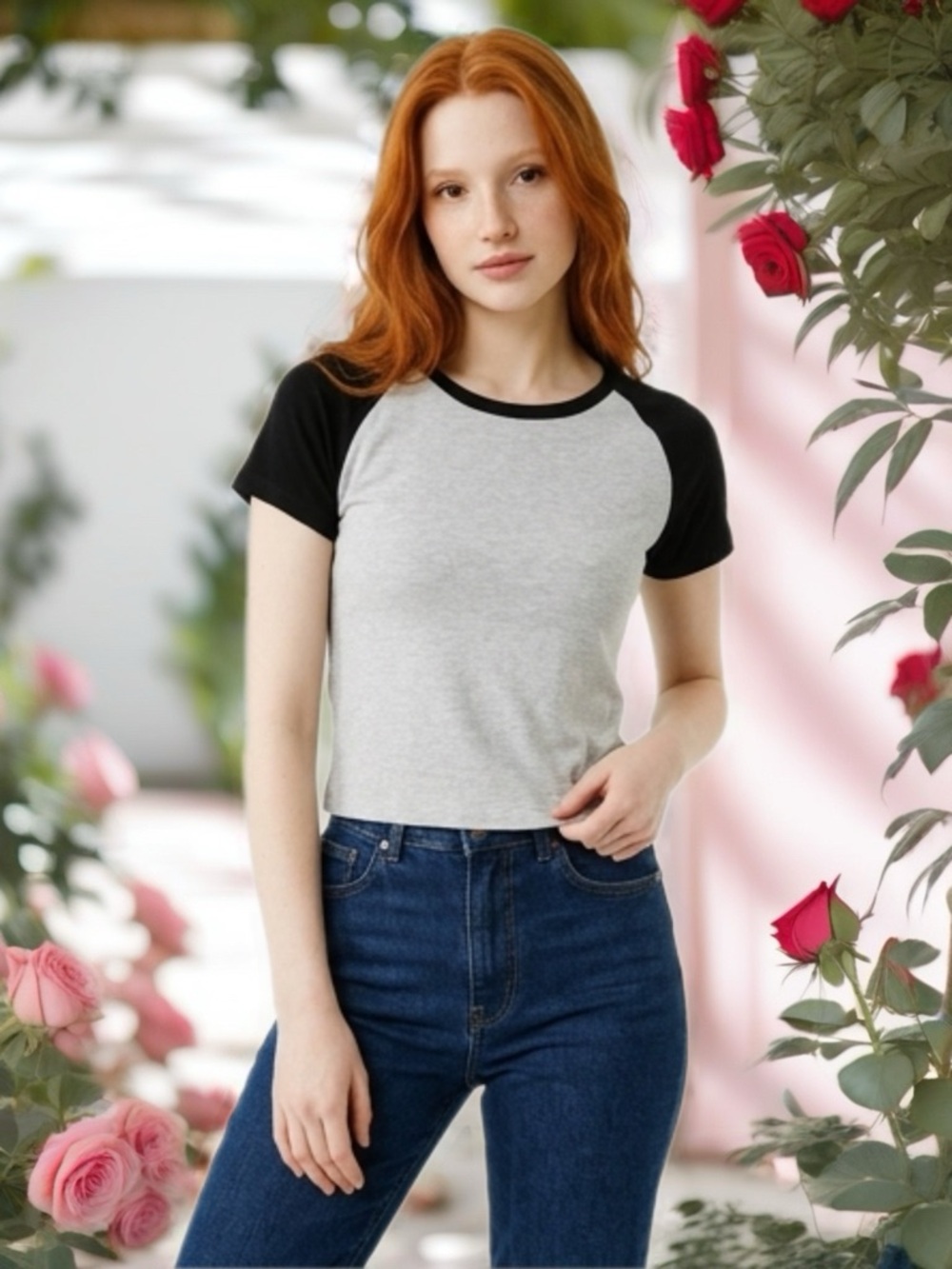 Black & Light Gray Raglan Short-Sleeve Tee